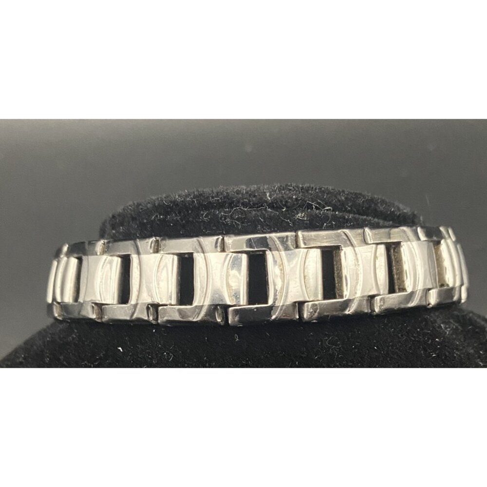 Unisex Open Link Bracelet  Stainless Steel Black Silver 7.75" ID Style Classic - Picture 3 of 8
